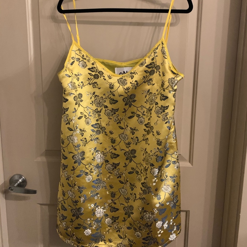 Yellow Shift Cami Dress Brocade US 10 (UK 14)